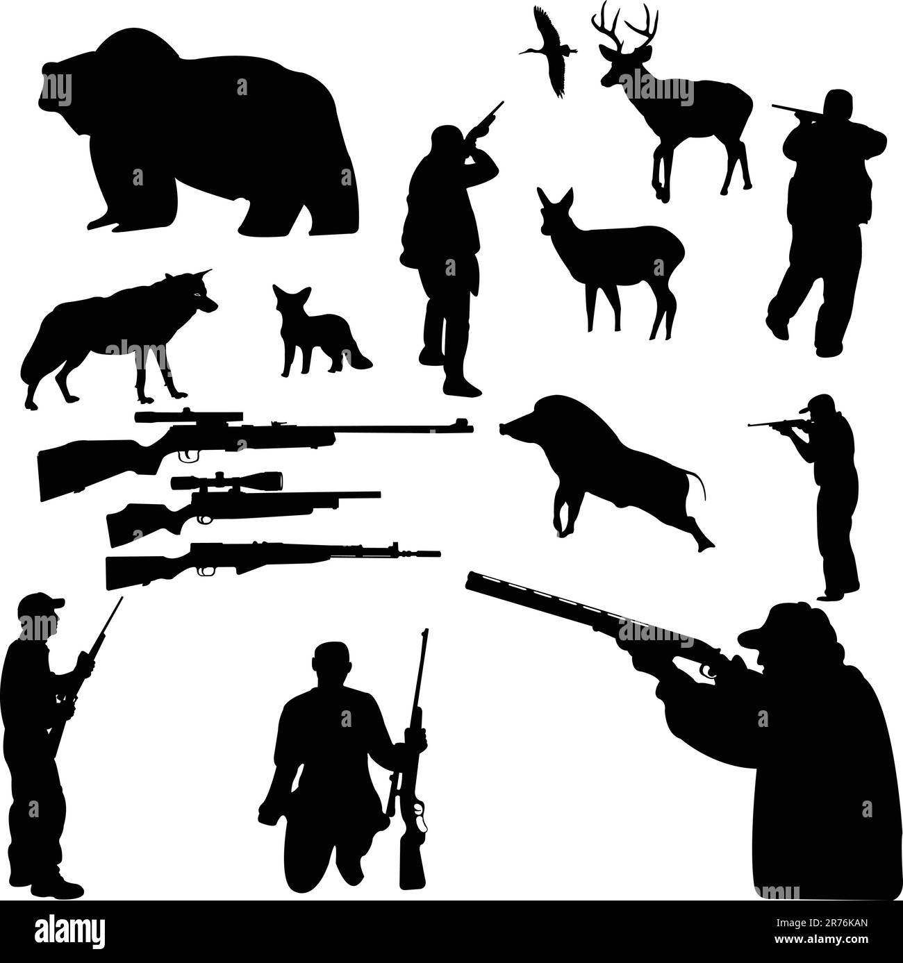 collection de chasse silhouettes - vecteur Illustration de Vecteur