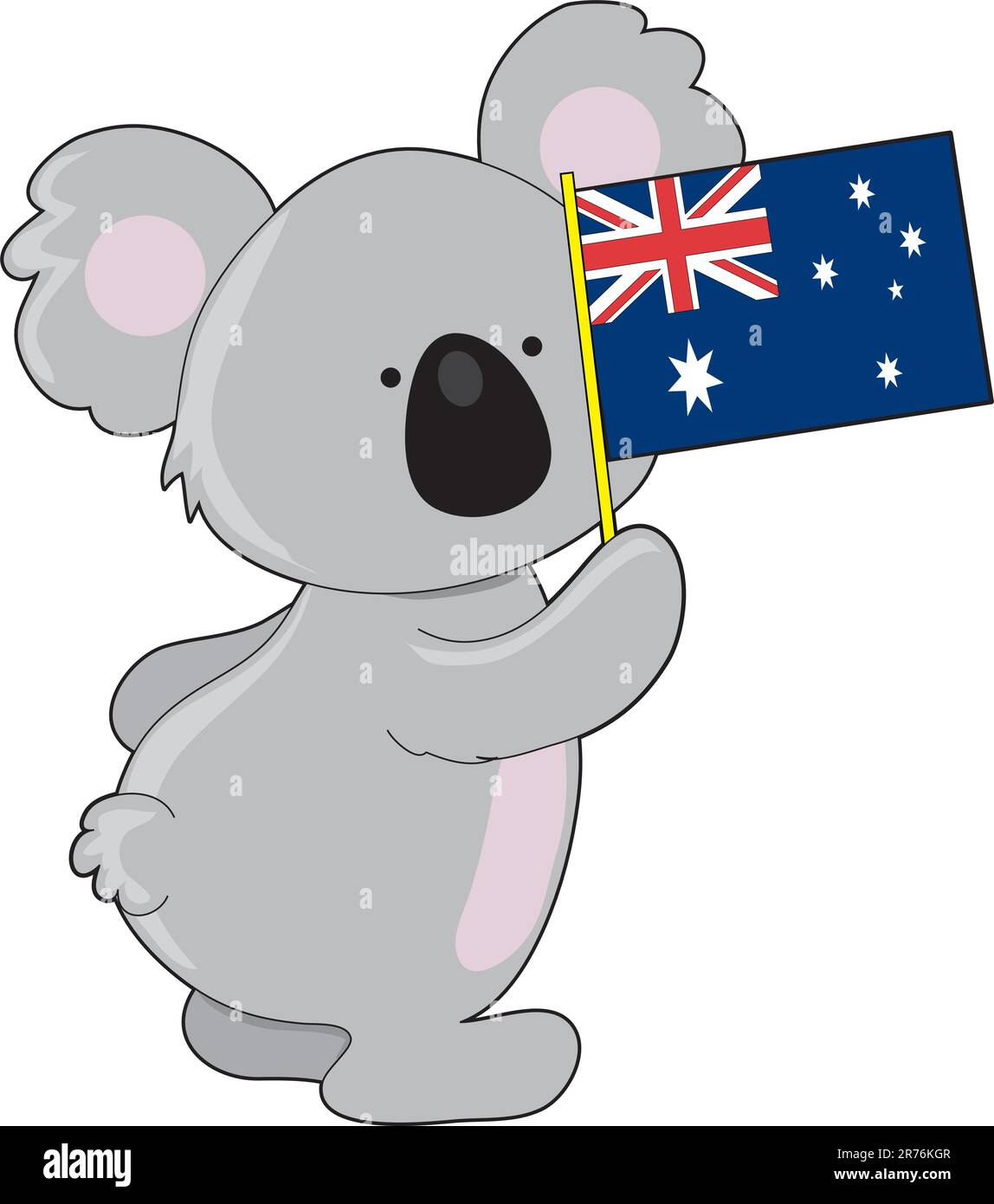 Un mignon petit koala est maintenant en place un drapeau australien Illustration de Vecteur