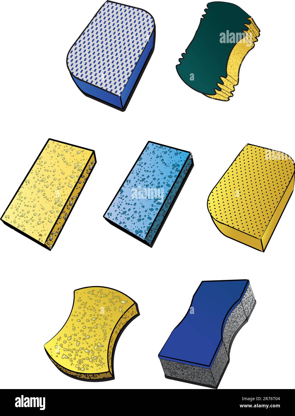 Illustrations de différents types d'éponges. Illustration de Vecteur