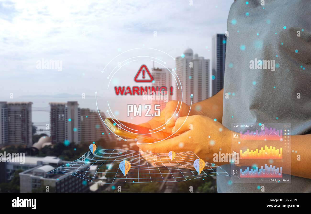 Le concept d'utilisation de dispositifs intelligents pour détecter PM2,5 poussières dans l'air Banque D'Images