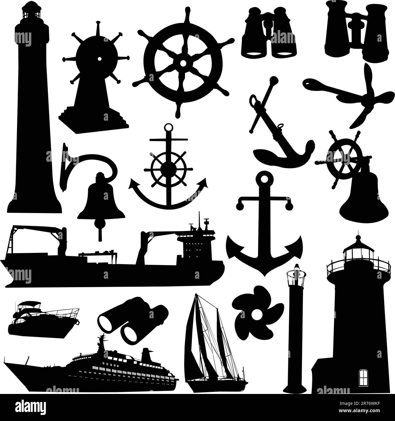 des éléments nautiques super ensemble Illustration de Vecteur