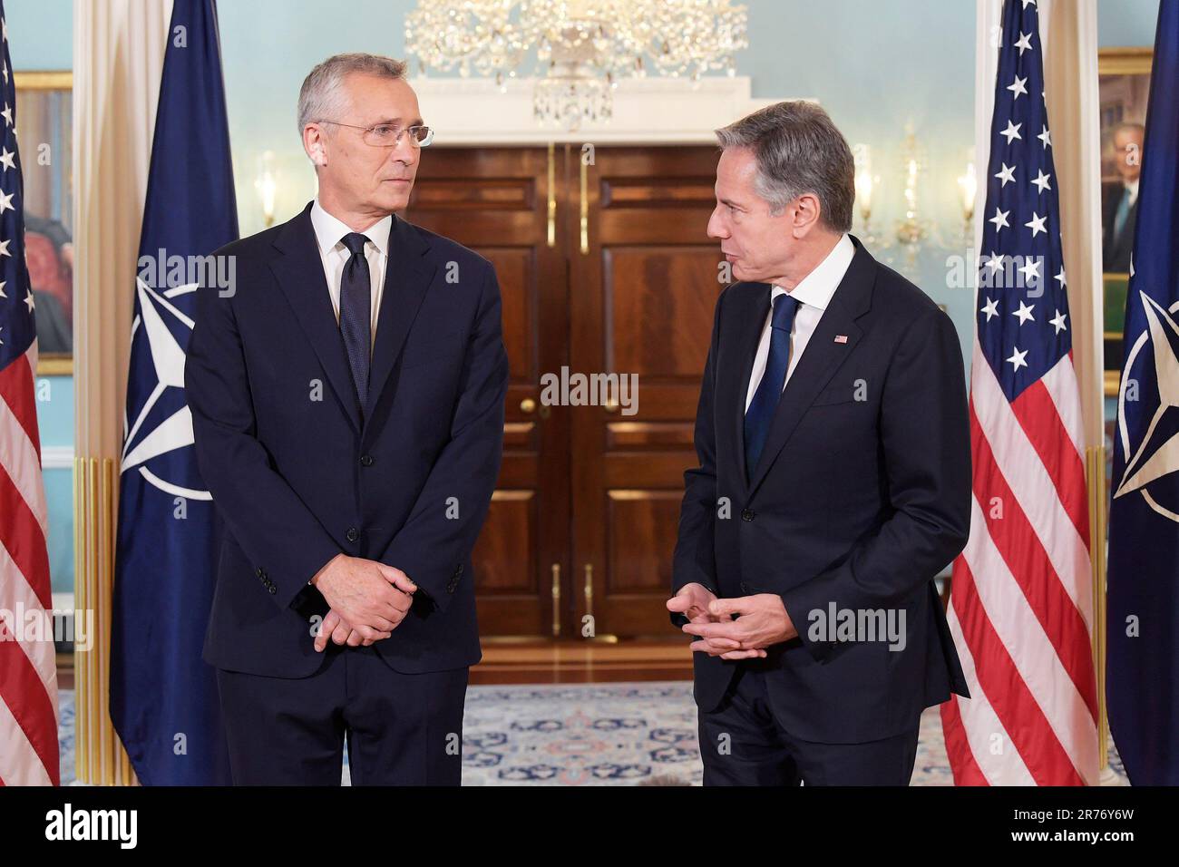 13 juin 2023, Washington, Distric de Columbia, Etats-Unis: Le secrétaire d'Etat, ANTONY BLINKEN, rencontre le secrétaire général de l'OTAN, JENS STOLTENBERG, et tient aujourd'hui une conférence de presse sur 13 juin 2023 au siège du département d'Etat à Washington DC, Etats-Unis. (Credit image: © Lénine Nolly/ZUMA Press Wire) USAGE ÉDITORIAL SEULEMENT! Non destiné À un usage commercial ! Banque D'Images