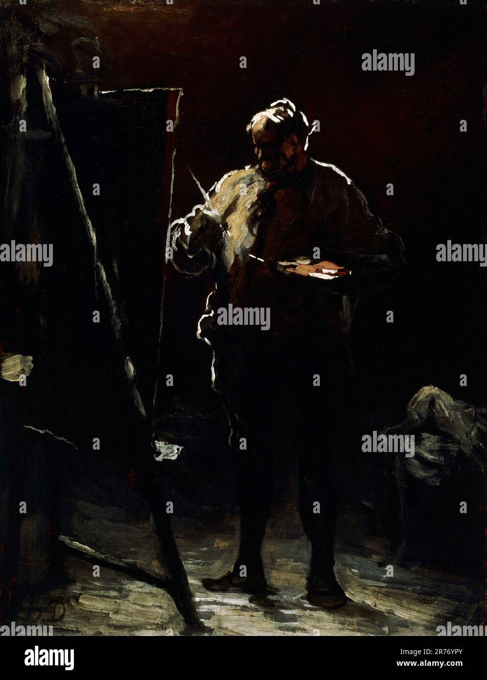 Le peintre à son Easel par Honoré Daumier (1808-1879), huile sur panneau, c. 1870 Banque D'Images