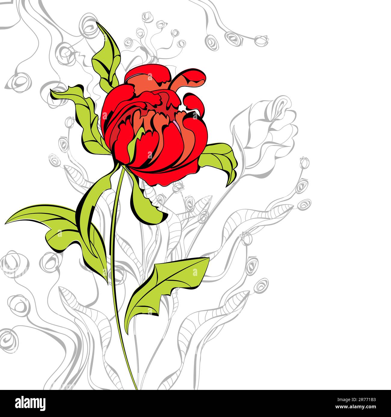 Fleur de pivoine rouge Illustration de Vecteur