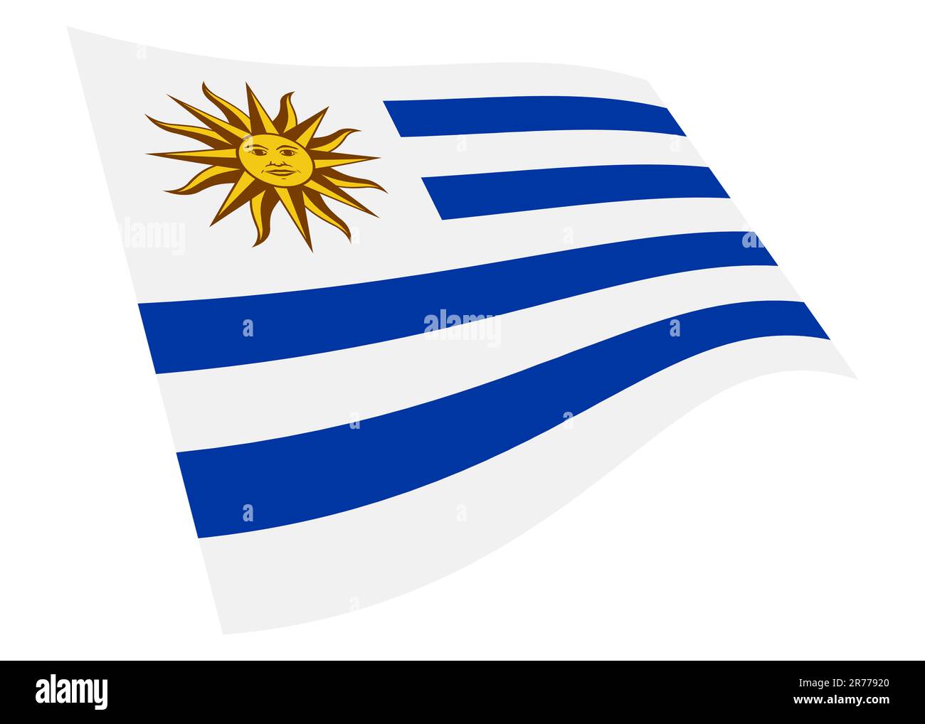 Drapeau uruguayen isolé sur blanc avec schéma de la passe de coupure 3D Banque D'Images