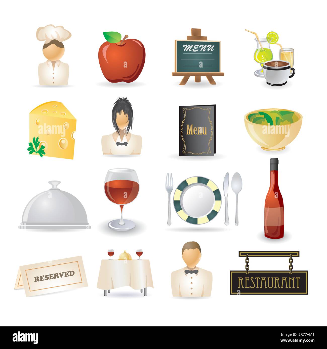 ensemble d'icônes de restaurant Illustration de Vecteur