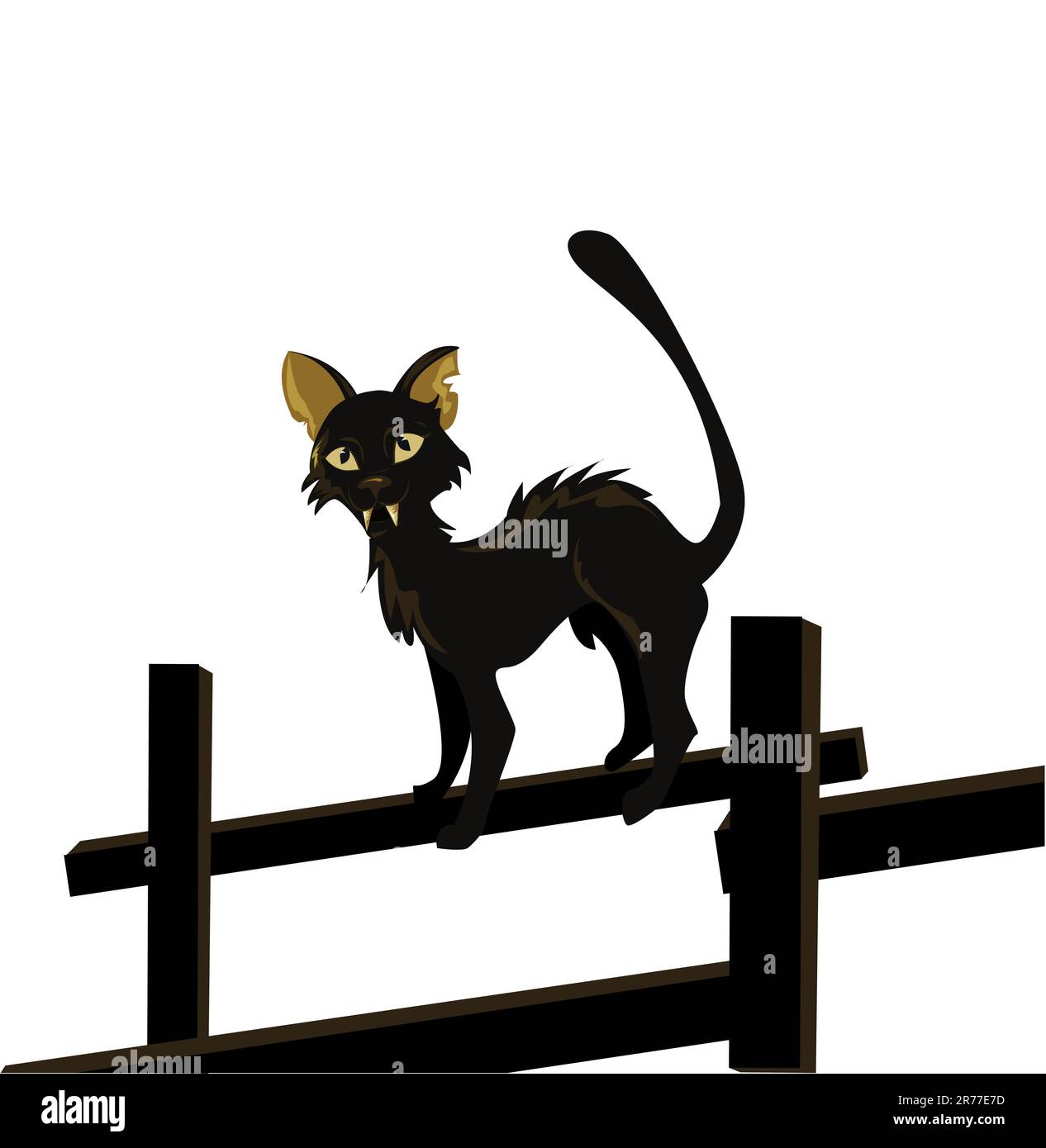 Cartoon vector image de black cat isolated on white Illustration de Vecteur