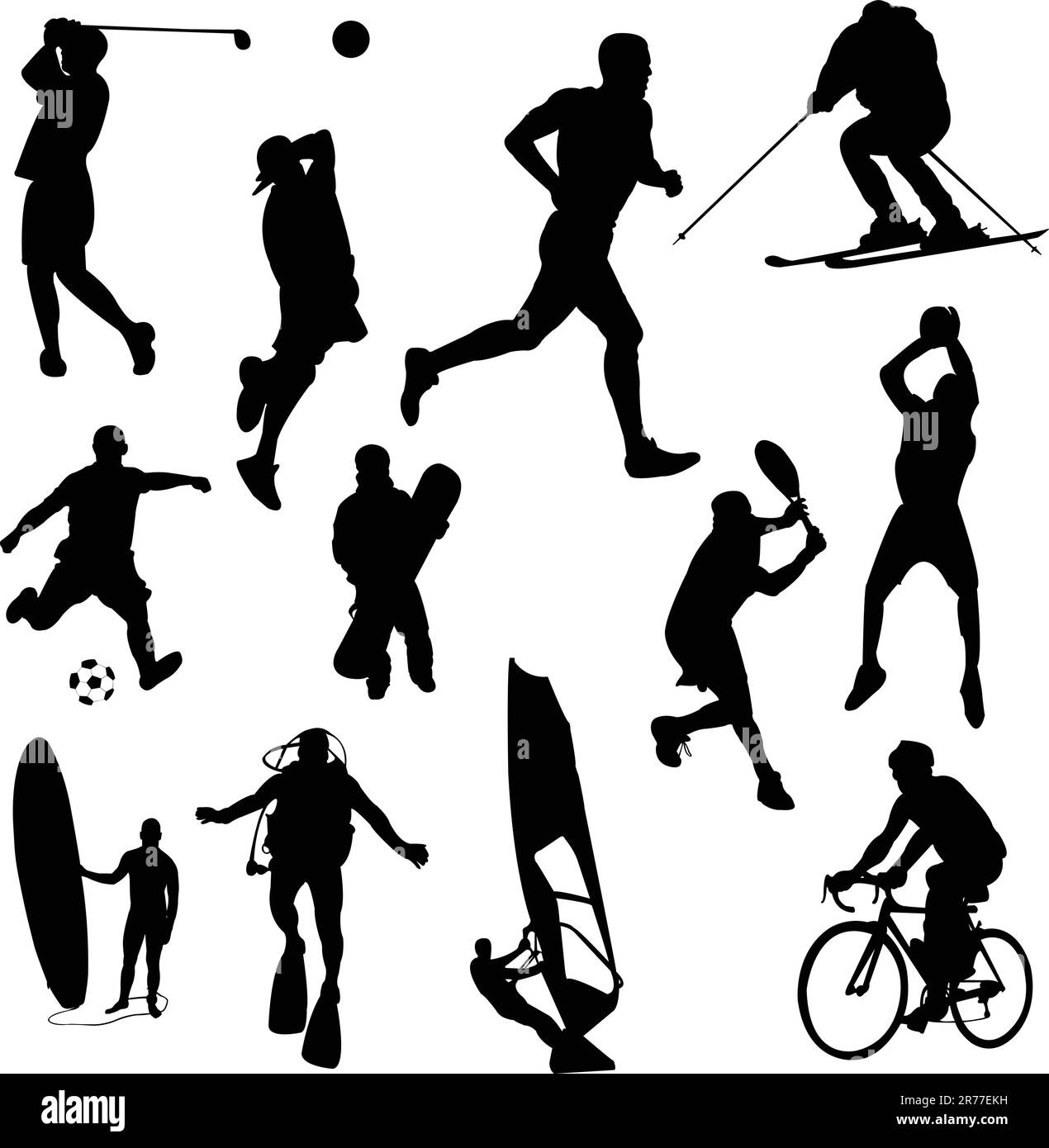 silhouettes de sports de loisirs - vecteur Illustration de Vecteur