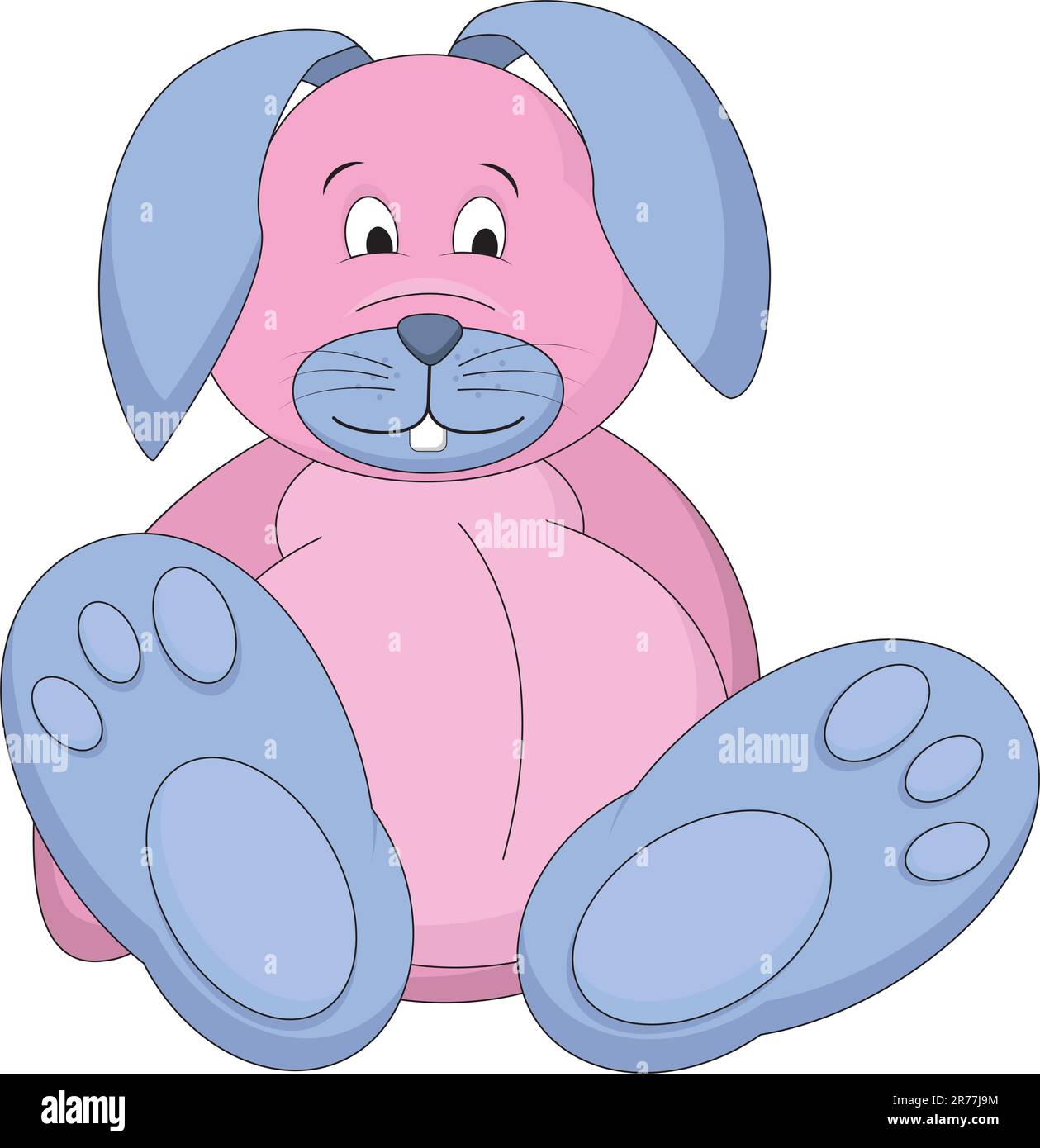 Un lapin rose et bleu à vecteur de guérison, dans un fichier d'illustration modifiable. Illustration de Vecteur