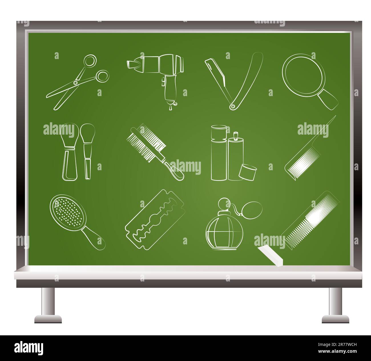 Peint à la craie des cosmétiques, maquillage et coiffure - objets vector illustration Illustration de Vecteur