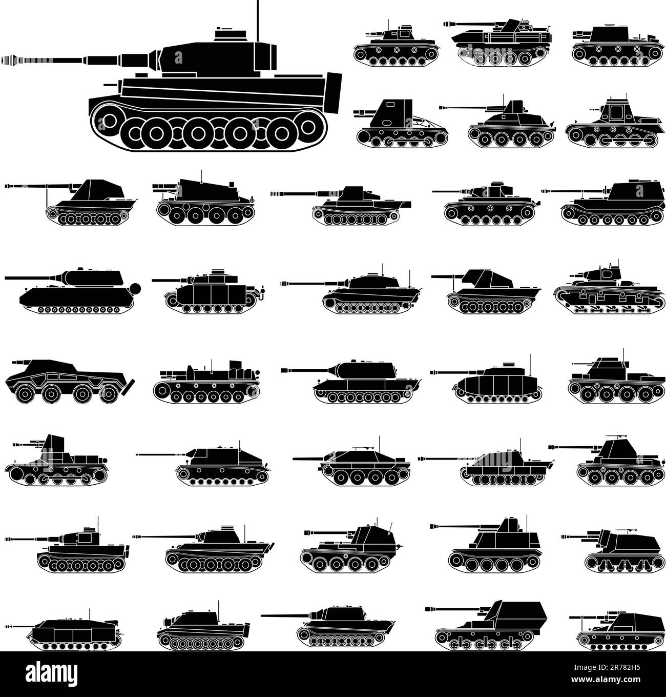Illustration vectorielle superposée de chars allemands qui seront utilisés dans la Seconde Guerre mondiale Illustration de Vecteur