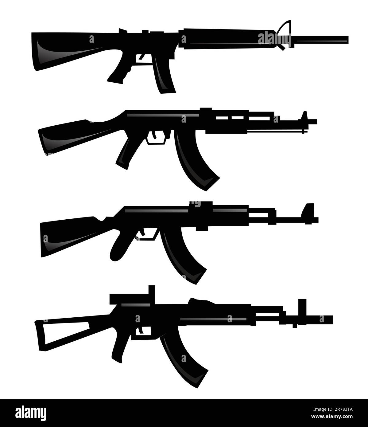 collection vectorielle de silhouettes d'armes Illustration de Vecteur