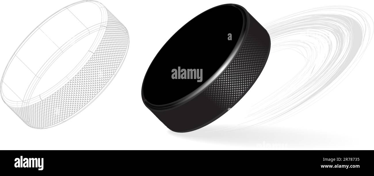 Rondelle de hockey isolé sur fond blanc. Vector Illustration de Vecteur