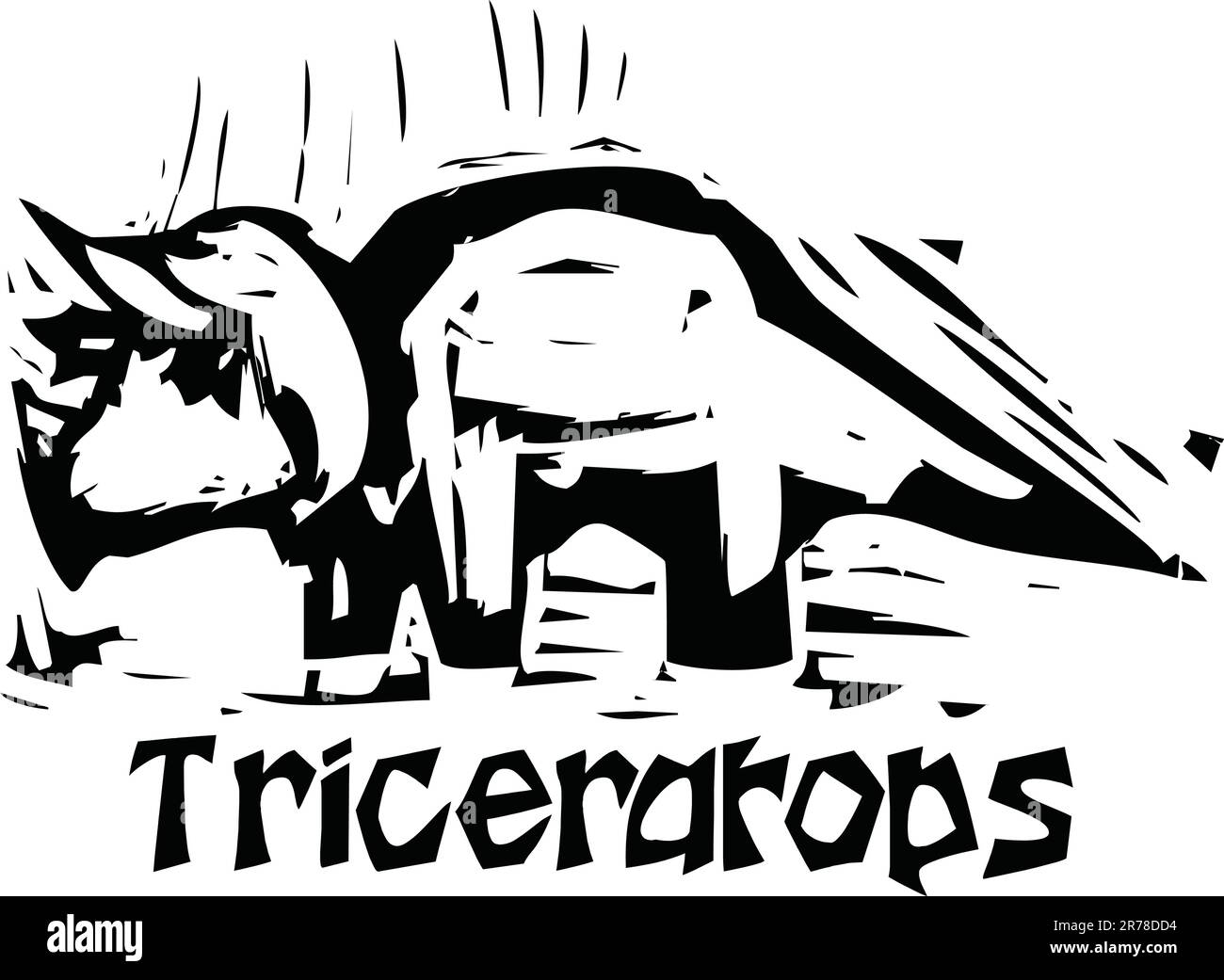 Style simple gravure sur bois rugueux des représentations d'un dinosaure Triceratops Illustration de Vecteur Style simple gravure sur bois rugueux des représentations d'un dinosaure Triceratops Illustration de Vecteur