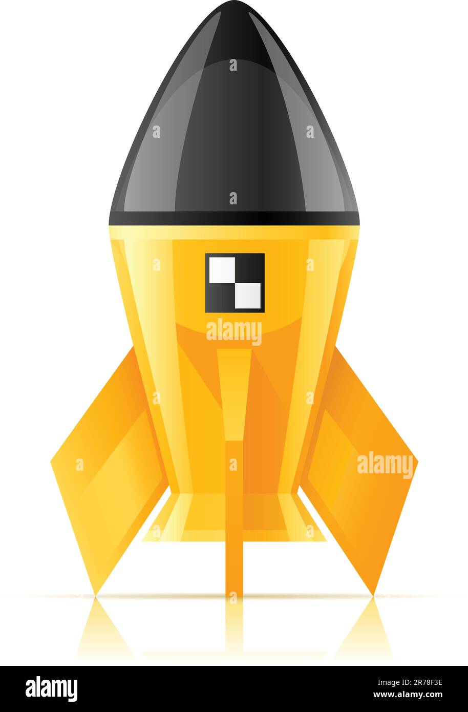 illustration du vecteur de fusée cosmique jaune isolée sur fond blanc Illustration de Vecteur