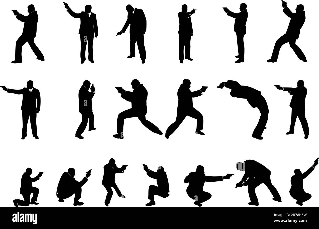 La personne avec un pistolet. Police et gangsters. Tir à partir d'un pistolet Illustration de Vecteur