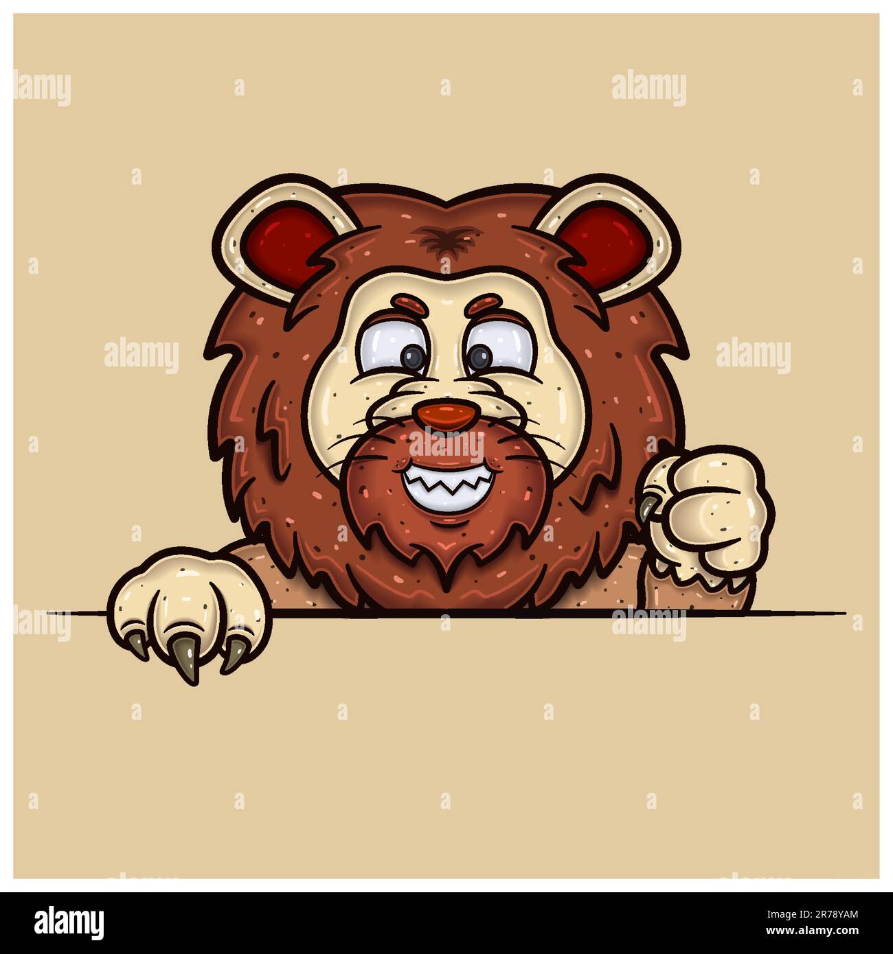Expression du visage diabolique avec Lion Cartoon. Vecteur et illustration. Illustration de Vecteur