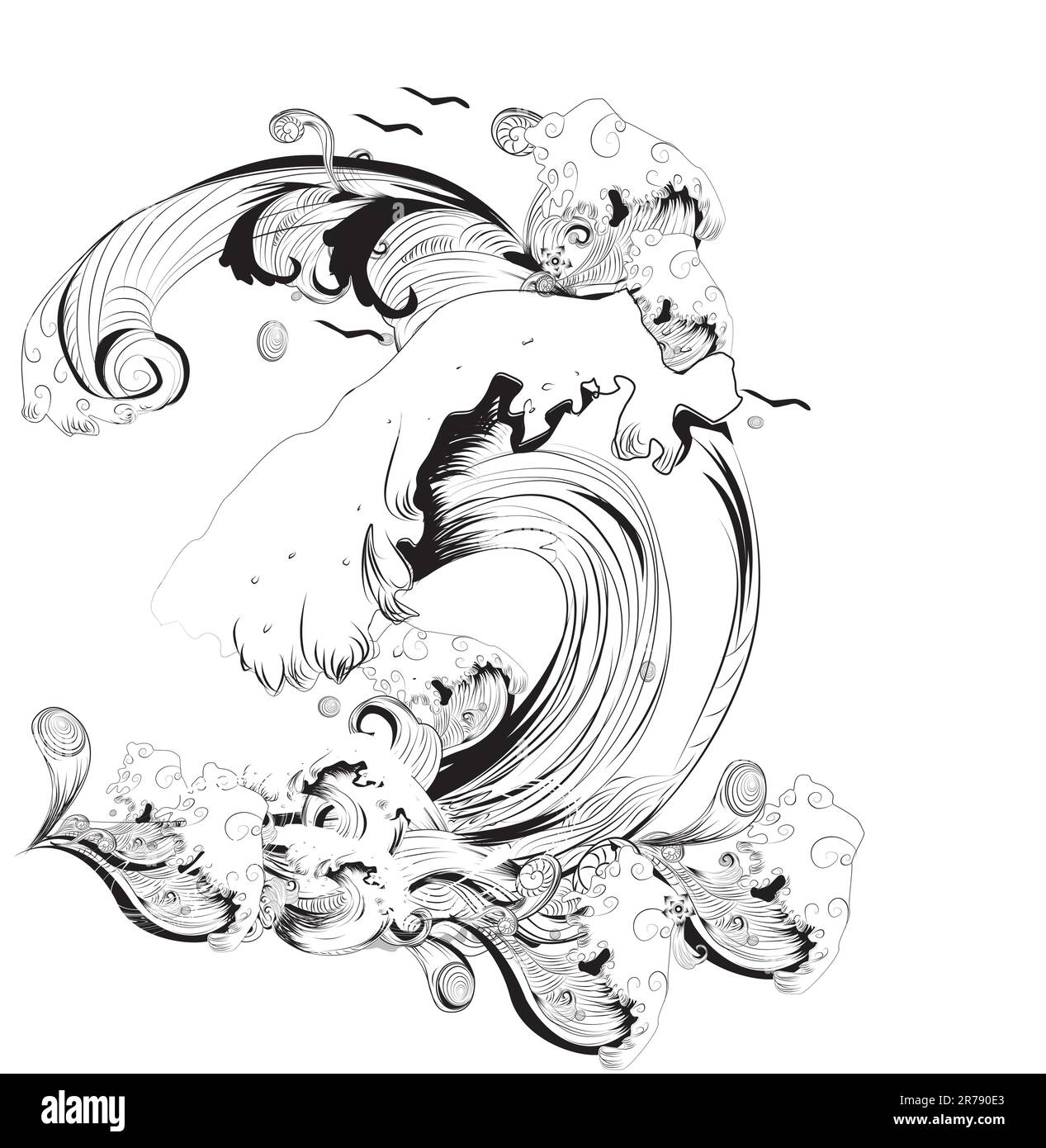 ondes abstraites en noir et blanc Illustration de Vecteur
