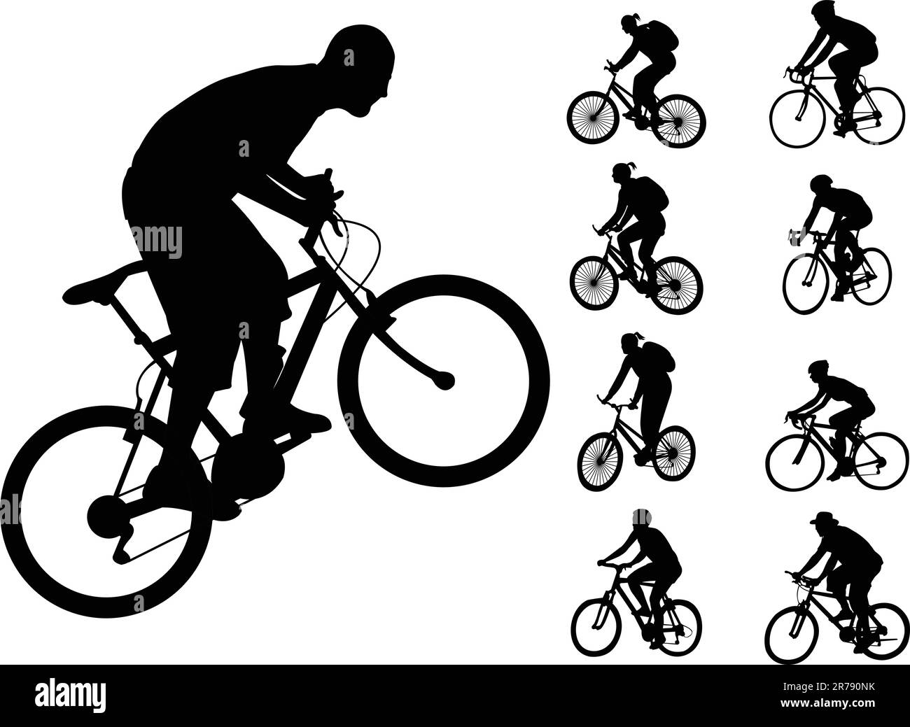 Les cyclistes - collection vector silhouettes Illustration de Vecteur