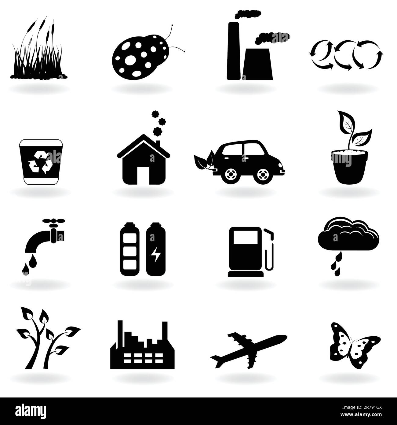 Symboles ECO dans le jeu d'icônes Illustration de Vecteur