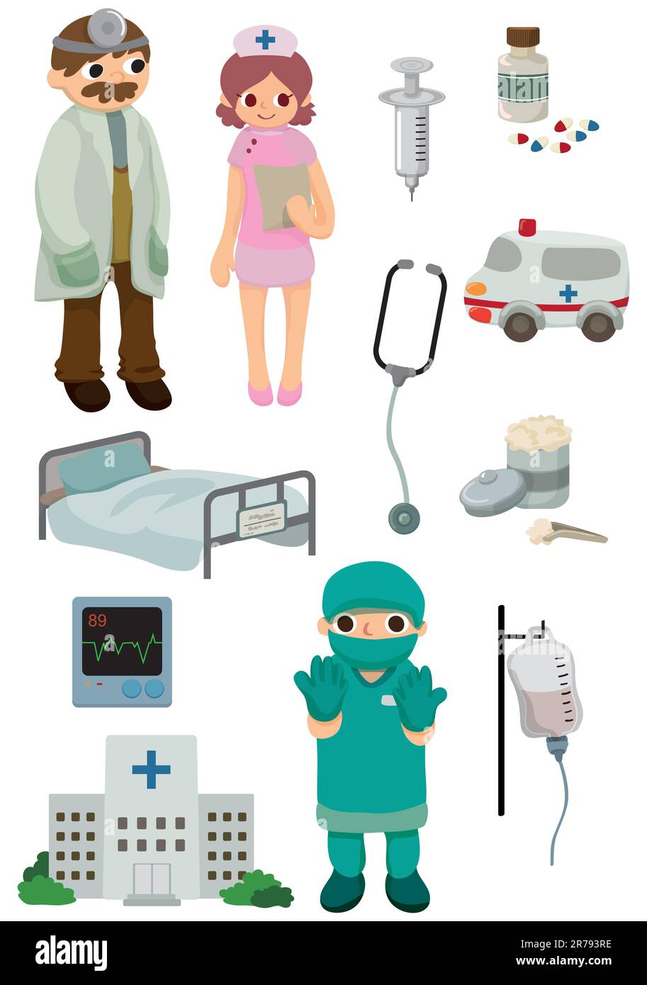 icône d'hôpital de dessin animé Illustration de Vecteur