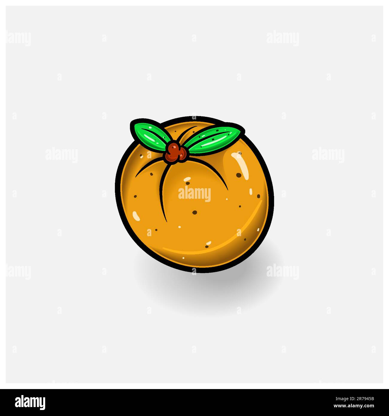 Dessin animé aux fruits orange avec dégradé simple et détails. Vecteur et illustration. Illustration de Vecteur