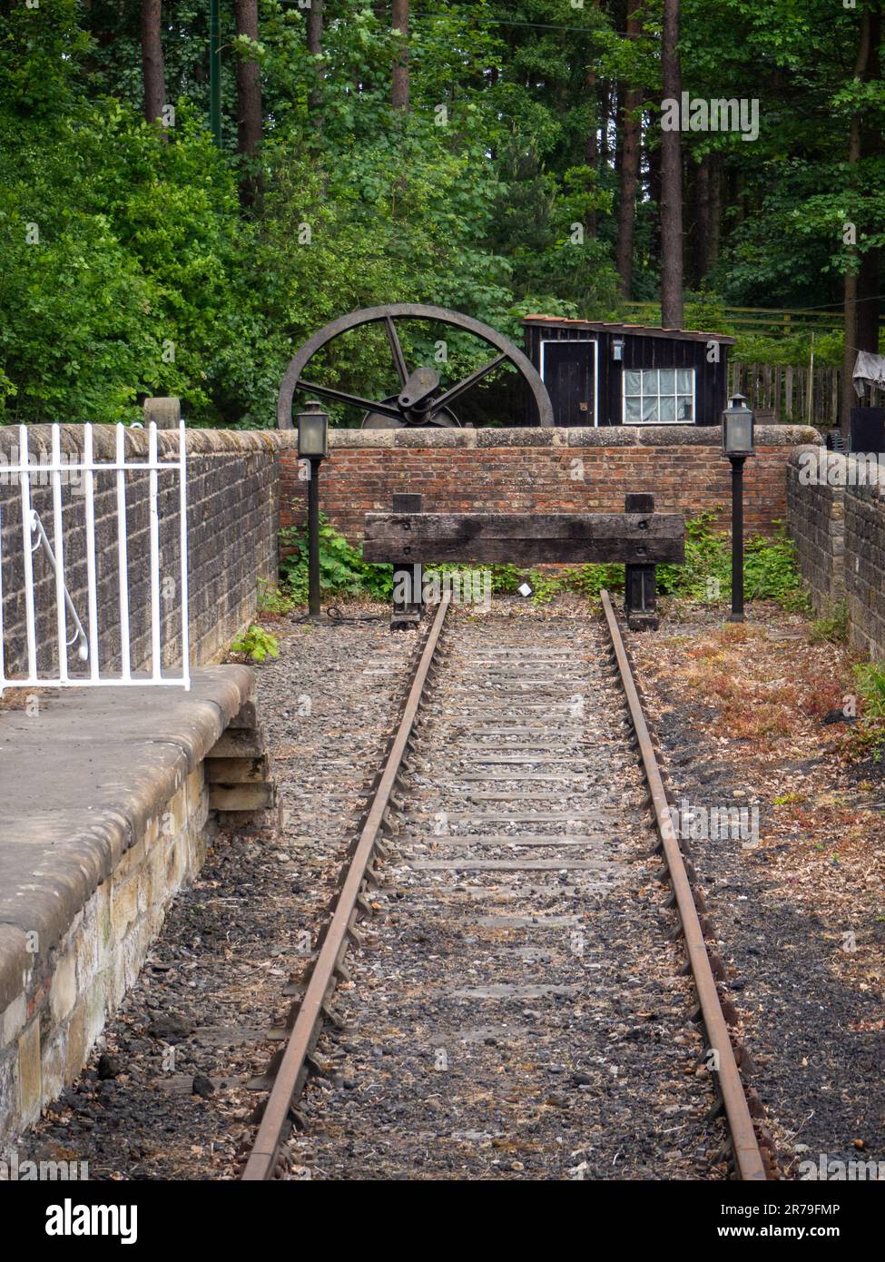 Georgian Wagonway, la fin des voies à la gare de Beamish Museum, comté de Durham, Royaume-Uni Banque D'Images