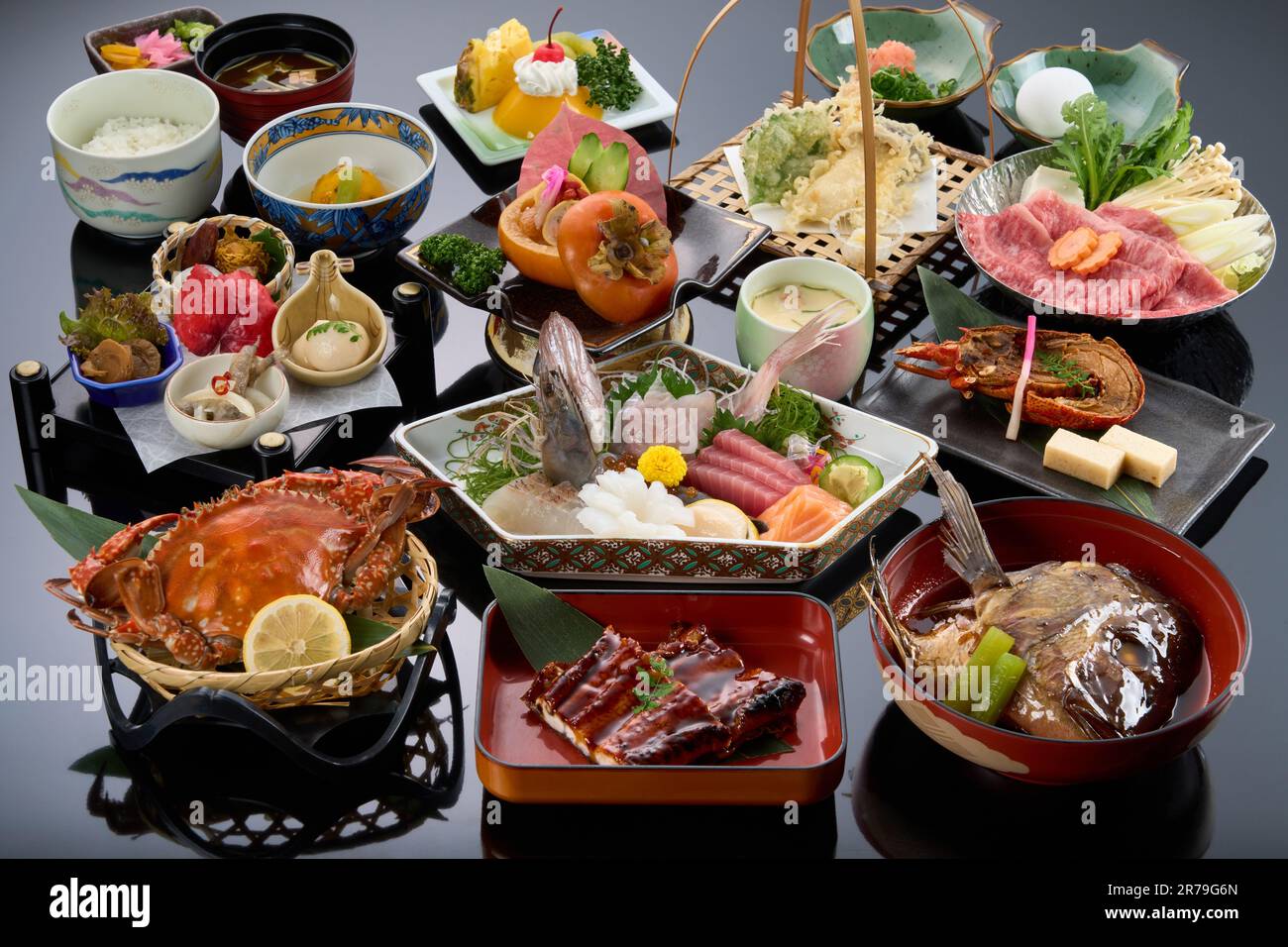 Cuisine japonaise kaiseki de haut niveau Banque D'Images