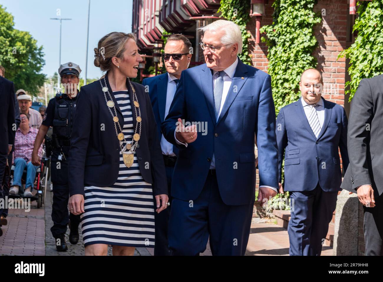 Eckernförde, Deutschland, 13. Juni 2023, Bundespräsident Frank-Walter Steinmeier verlegt seinen Amtssitz für 3 Tage nach Eckernförde. Nach dem Besuch Banque D'Images