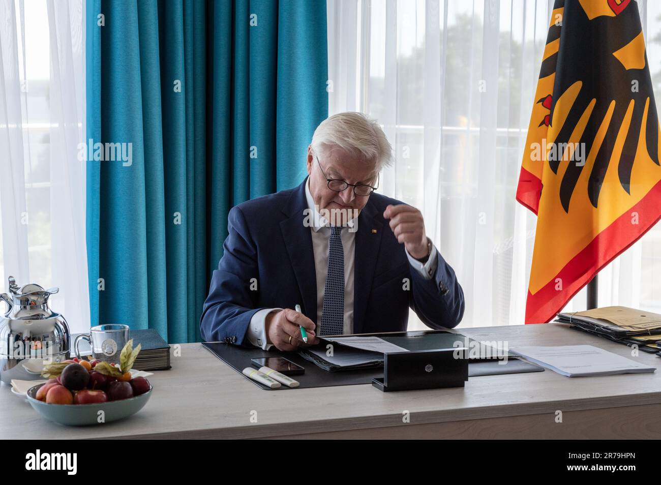 Eckernförde, Deutschland, 13. Juni 2023, Bundespräsident Frank-Walter Steinmeier verlegt seinen Amtssitz für 3 Tage nach Eckernförde. Nach dem Besuch Banque D'Images