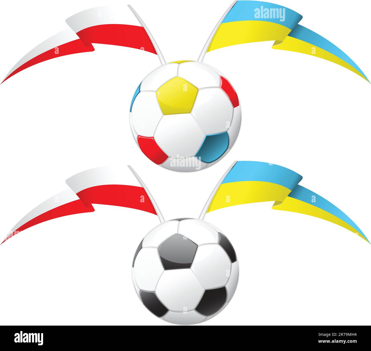 Ballon de football avec drapeaux polonais et ukrainien Illustration de Vecteur