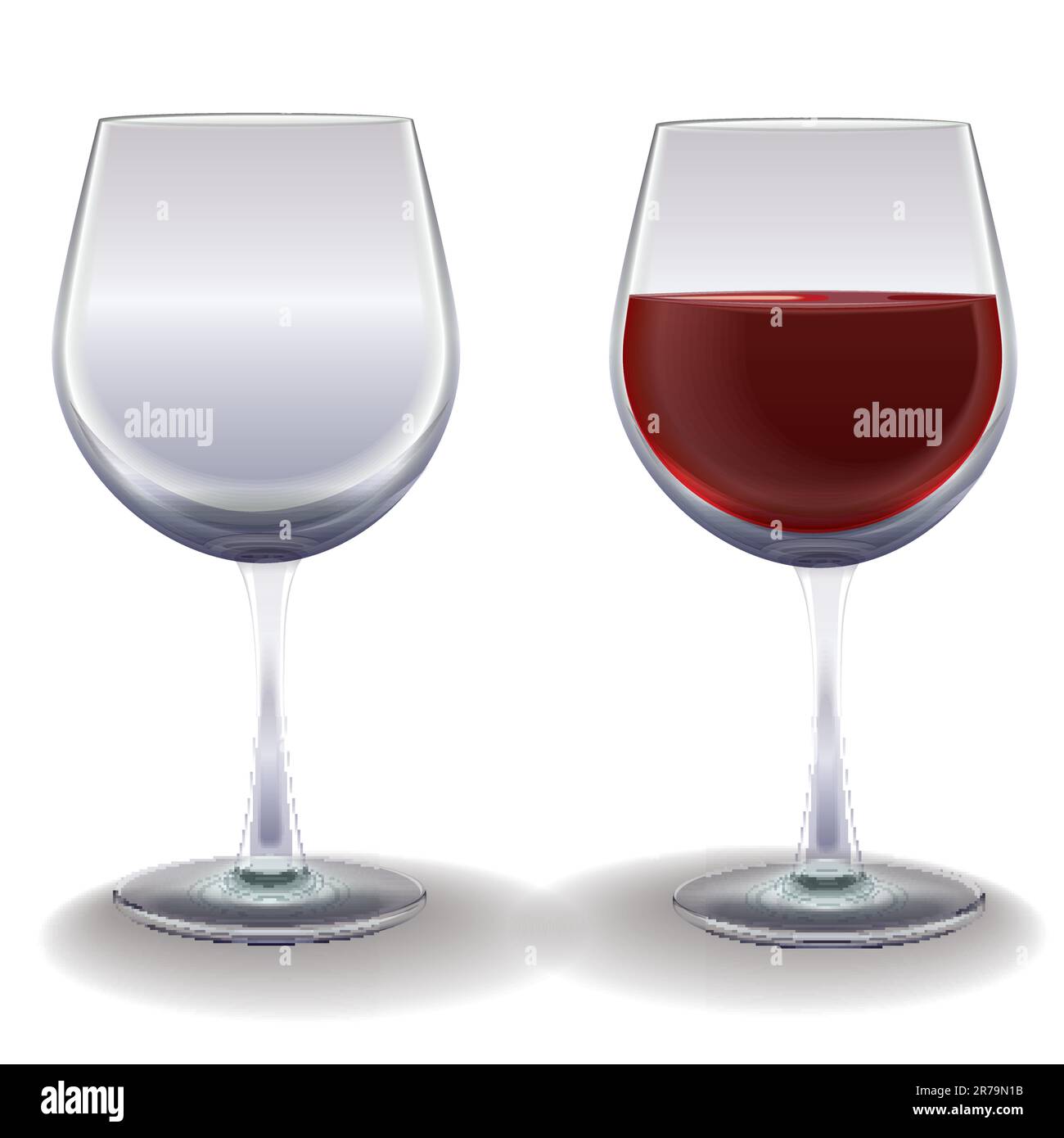 Sticker Vin rouge versé dans un verre isolé sur fond blanc