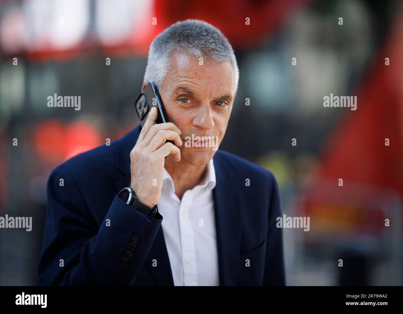 Londres, Royaume-Uni. 14th juin 2023. TIM DAVIE, directeur général de la BBC, est vu à Westminster, dans le centre de Londres. M. Davie a comparu hier devant la commission de la culture, des médias et des sports de la Chambre des communes, où il a défendu les actions récentes de la BBC. Crédit photo: Ben Cawthra/Sipa USA crédit: SIPA USA/Alay Live News Banque D'Images