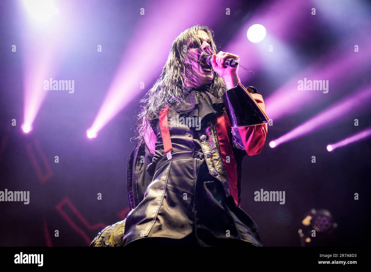 Solvesborg, Suède. 07th, juin 2023. Le groupe suédois de métaux lourds Avatar donne un concert en direct pendant le festival de musique suédois Festival de rock suédois 2023 à Solvesborg. Ici, la chanteuse Johannes Eckerström est vue en direct sur scène. (Crédit photo: Gonzales photo - Terje Dokken). Banque D'Images