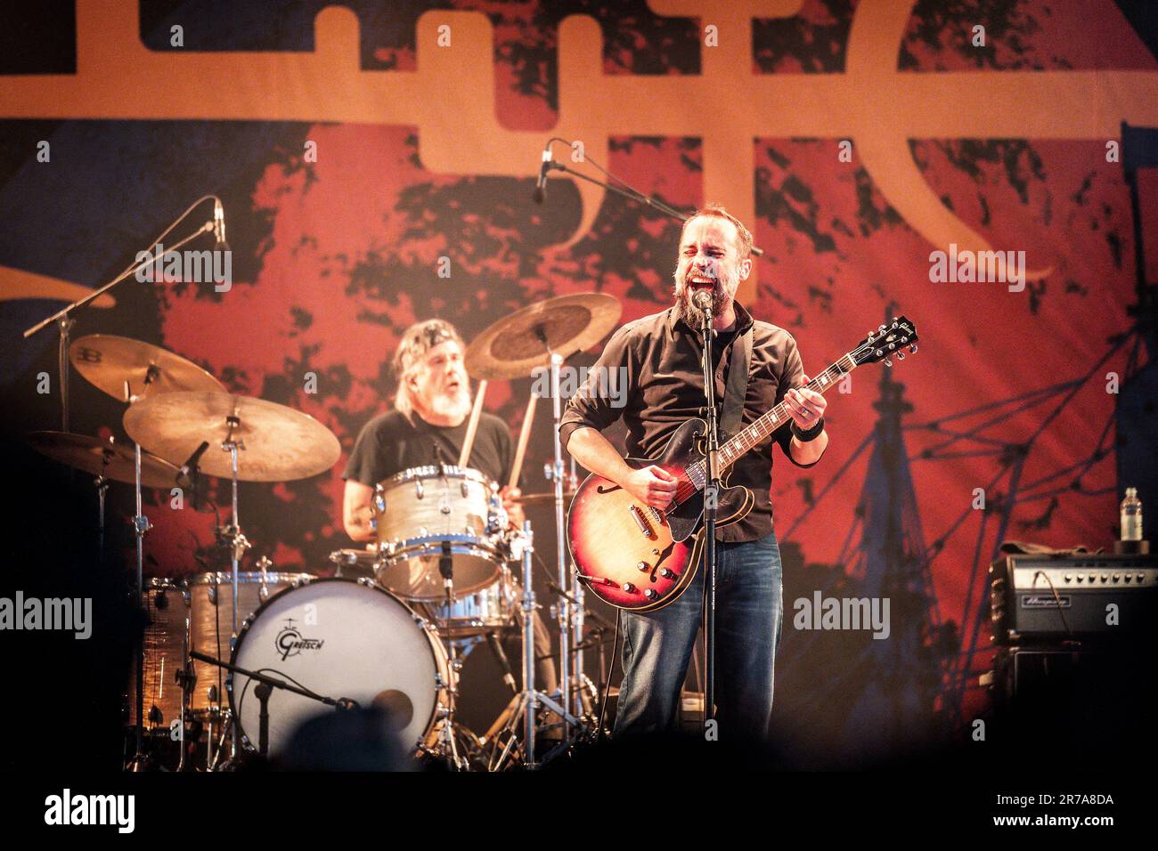 Solvesborg, Suède. 07th, juin 2023. Le groupe de rock américain Clutch joue un concert en direct pendant le festival de musique suédois Sweden Rock Festival 2023 à Solvesborg. Ici, le chanteur Neil Fallon est vu en direct sur scène. (Crédit photo: Gonzales photo - Terje Dokken). Banque D'Images