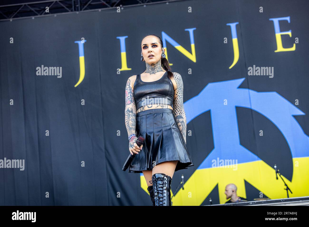 Solvesborg, Suède. 07th, juin 2023. Le groupe ukrainien de métaux lourds Jinjer donne un concert en direct pendant le festival de musique suédois Festival de rock de Suède 2023 à Solvesborg. Ici, la chanteuse Tatiana Shmailyuk est vue en direct sur scène. (Crédit photo: Gonzales photo - Terje Dokken). Banque D'Images