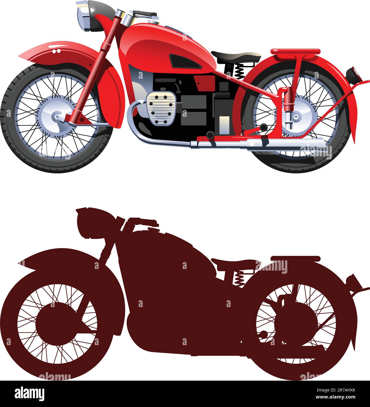 illustration d'une moto rouge sur fond blanc. Illustration de Vecteur