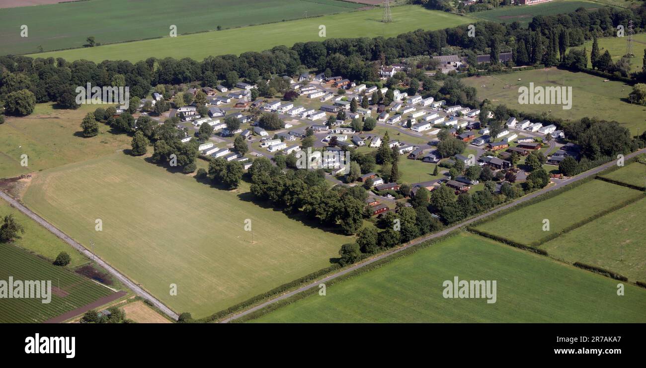 Vue aérienne du parc Fir Trees Caravan & Lodge, Chester Banque D'Images