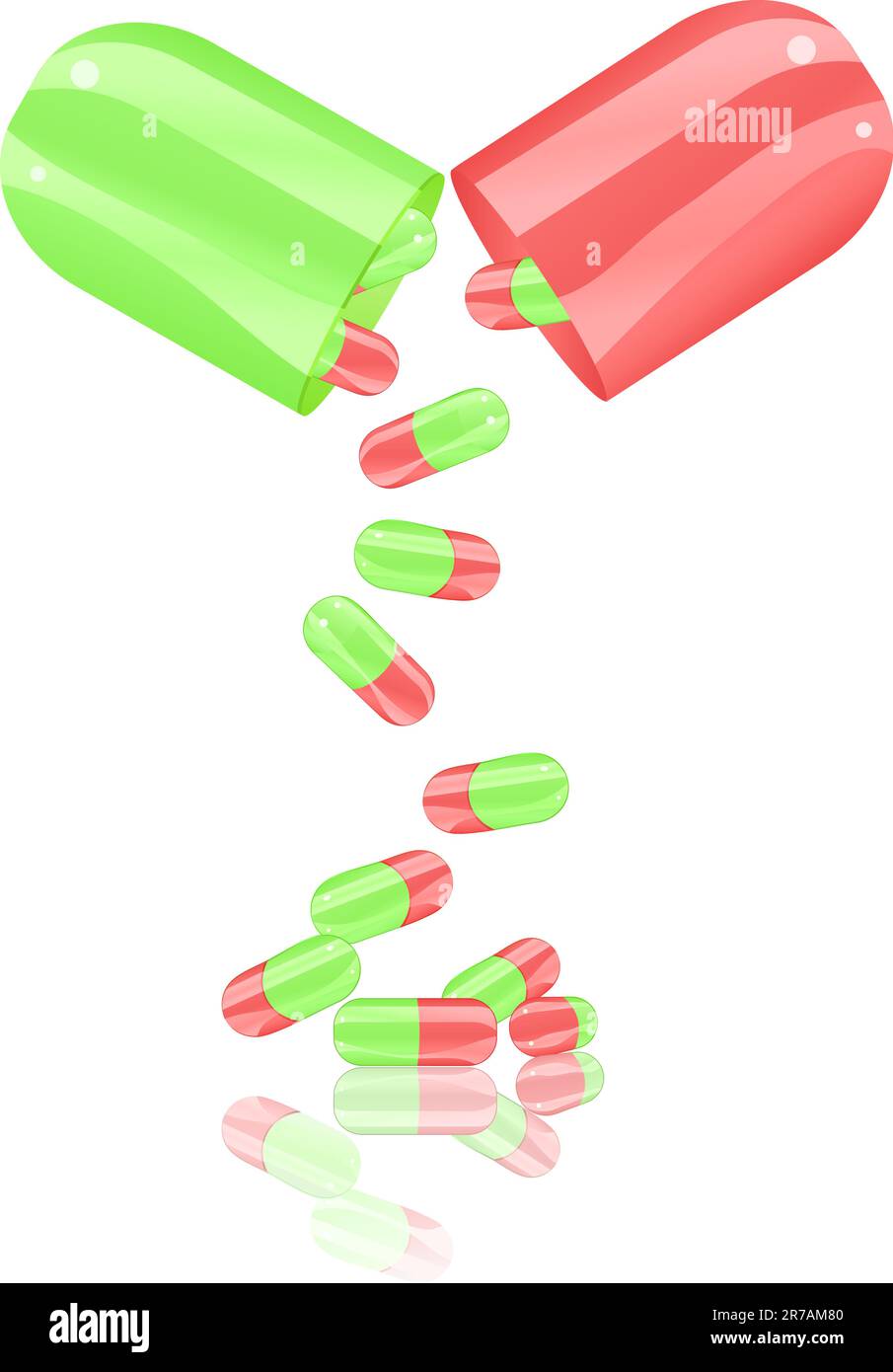 la capsule de la pilule ouverte isole sur fond blanc. Illustration vectorielle EPS8 Illustration de Vecteur