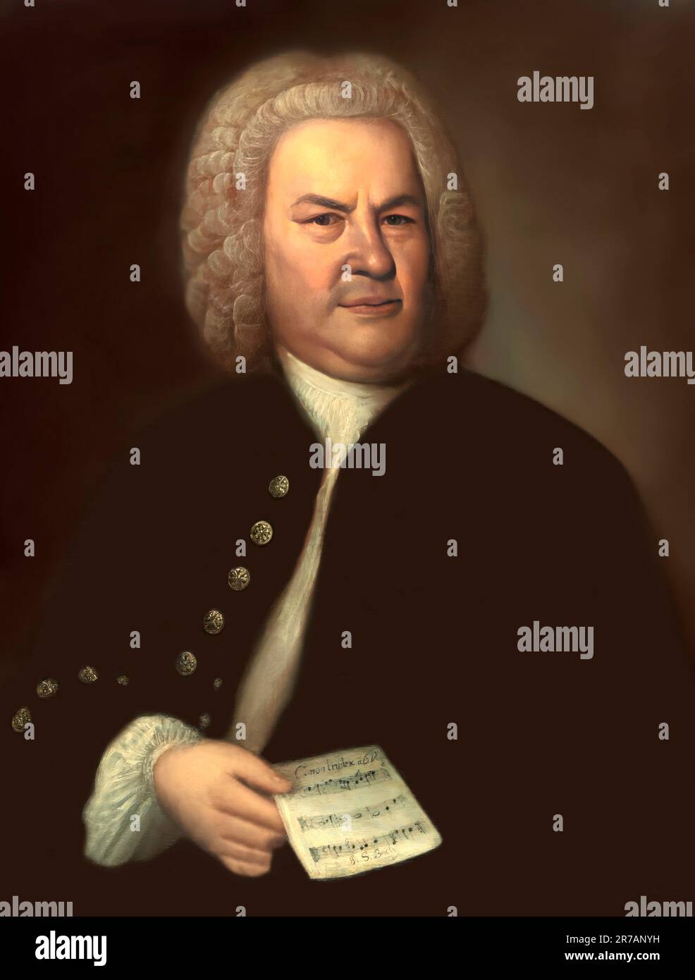 Johann Sebastian Bach, 1685 - 1750, compositeur allemand, numérique édité selon un tableau d'Elias Gottlob Haussmann Banque D'Images