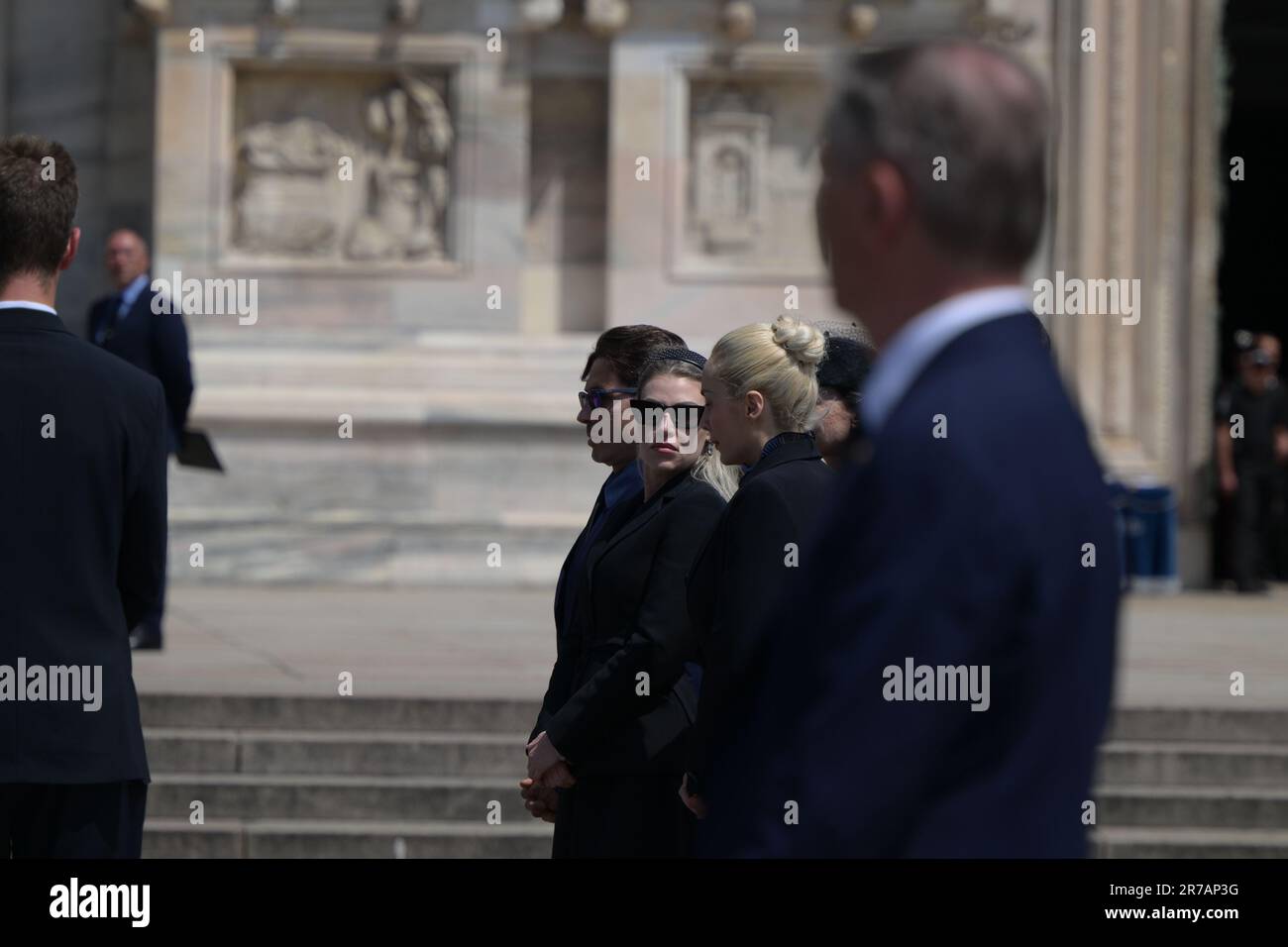 Milan, Italie. 14/06/2023, la famille de Berlusconi, Marina Berlusconi, Pier Silvio Berlusconi, Barbara Berlusconi, Eleonora Berlusconi, Luigi B erlusconi, la petite amie Marta Fascina assiste aux funérailles d'État de l'ancien Premier ministre italien Silvio Berlusconi au Duomo sur 14 juin 2023 à Milan, en Italie. Crédit: Tiziano Ballabio crédit: Tiziano Ballabio/Alamy Live News Banque D'Images