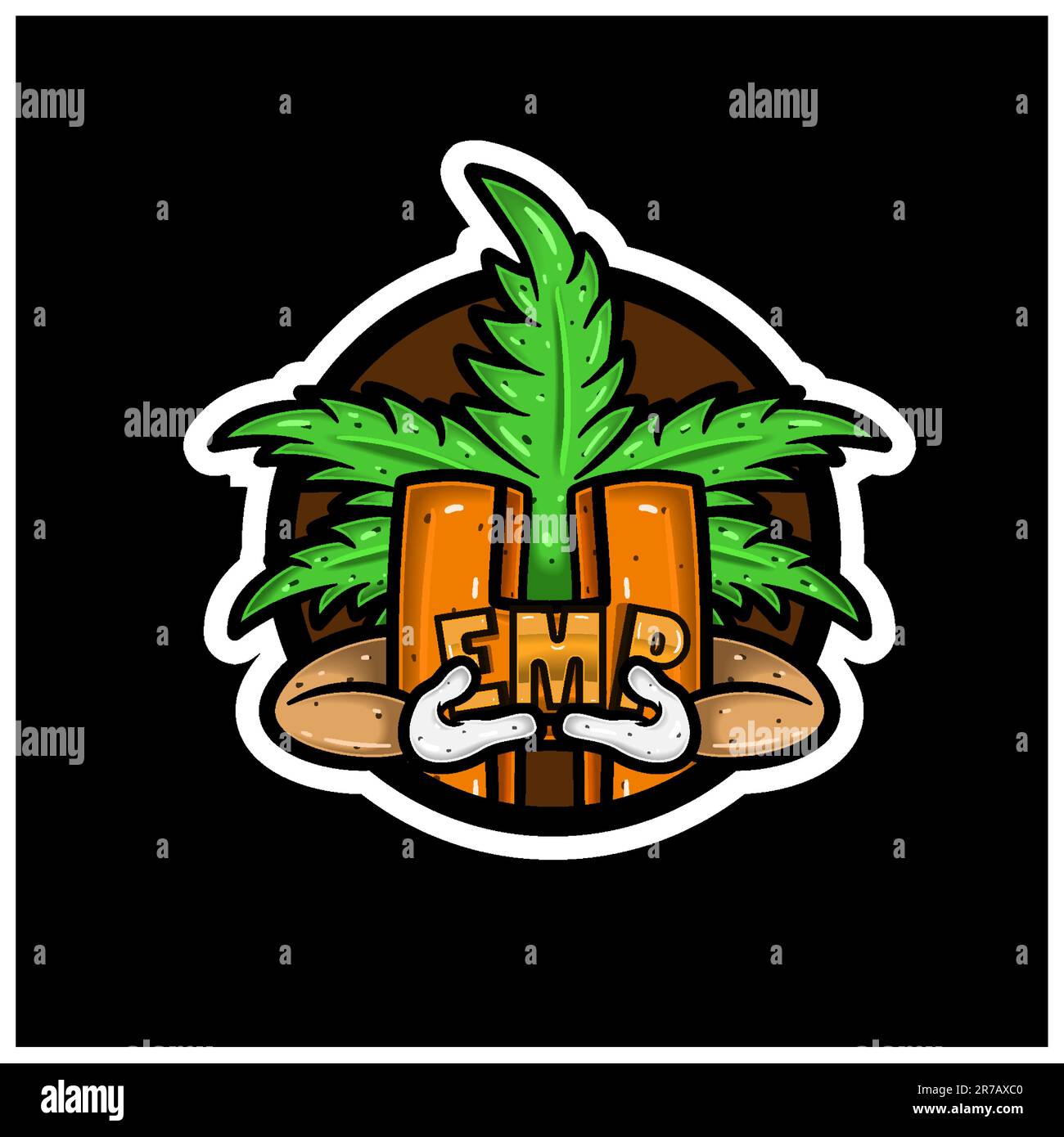 Logo autocollant circulaire et lettre H avec motif feuilles de papier cartoon en forme de feuille de Weed. Parfait pour le logo et l'étiquette du produit. Vecteurs et illustrations. Illustration de Vecteur