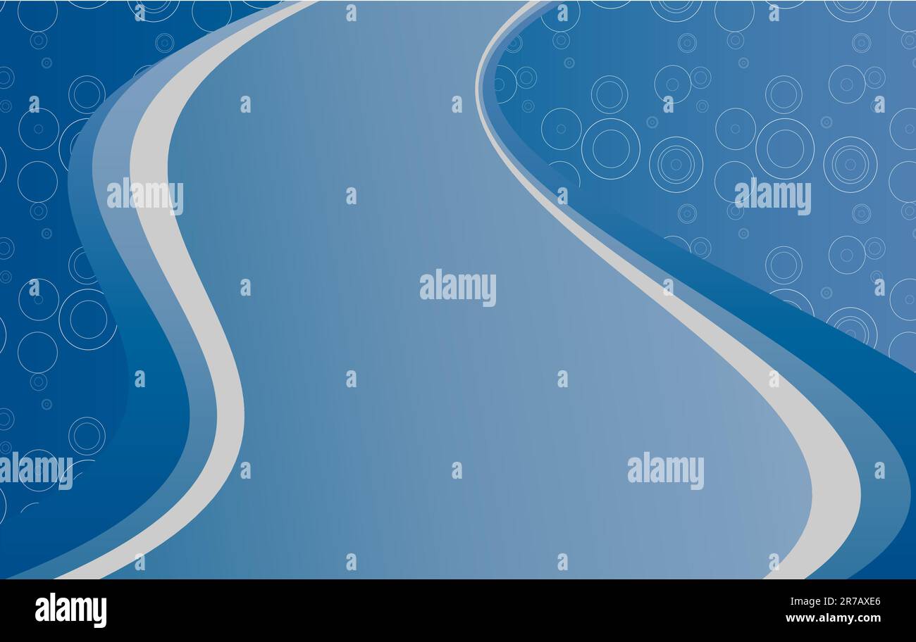 Arrière-plan moderne bleu abstrait avec cercle blanc. Effet de la route. Illustration de Vecteur