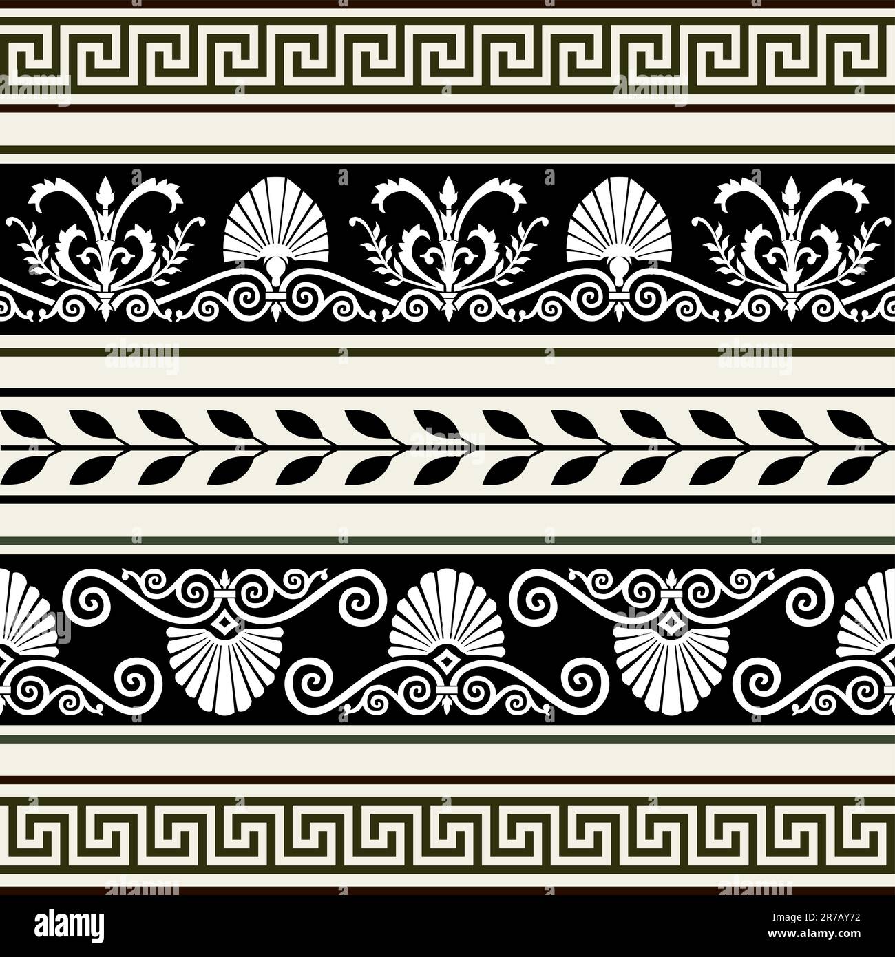 Décorations vectorielles décoratives, bordures grecques antiques, graphique vectoriel entièrement évolutif inclus EPS v8 et JPG 300 dpi. Illustration de Vecteur