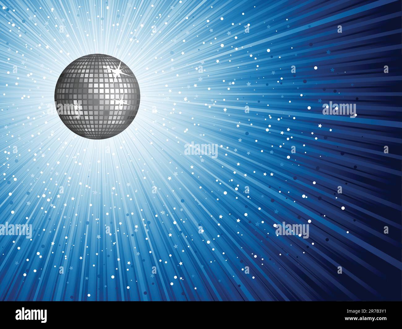 Boule disco brillant sur un fond étoilé Illustration de Vecteur