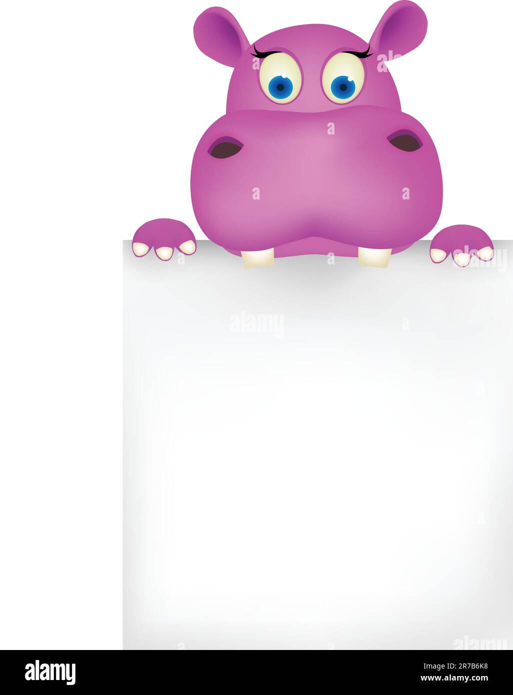 Mignonne hippopotame et affiche vierge Illustration de Vecteur
