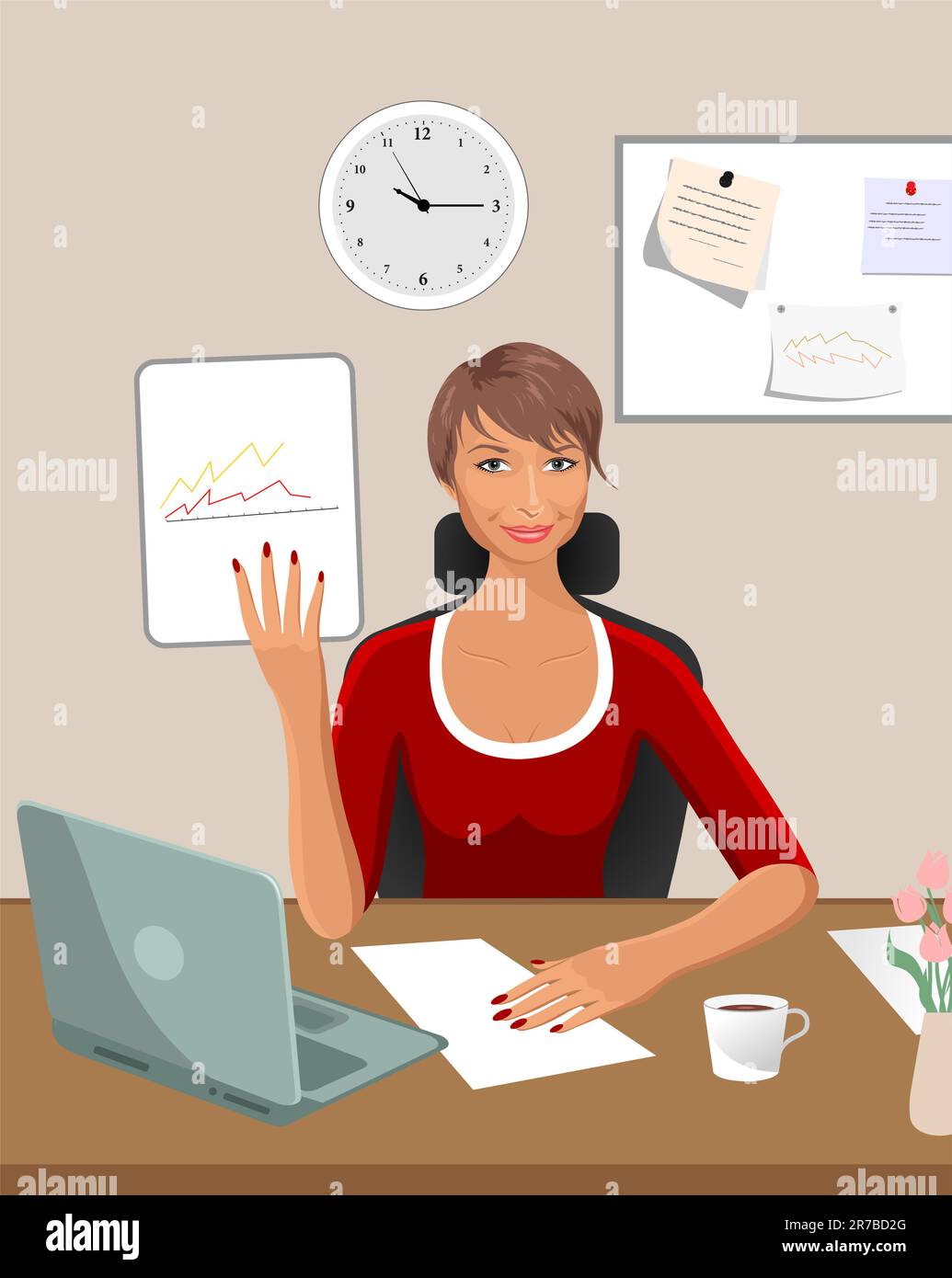 Illustration business women in office - vector Illustration de Vecteur