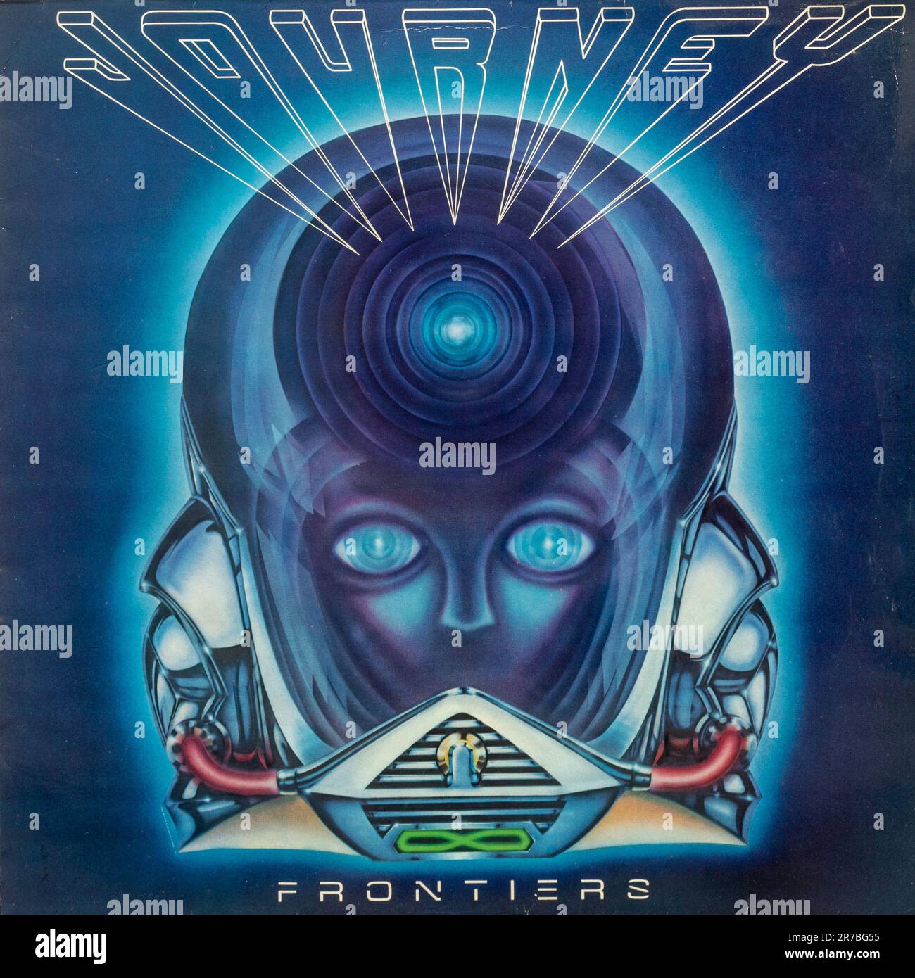 Album frontières par le groupe rock américain Journey, couverture de disque en vinyle Banque D'Images
