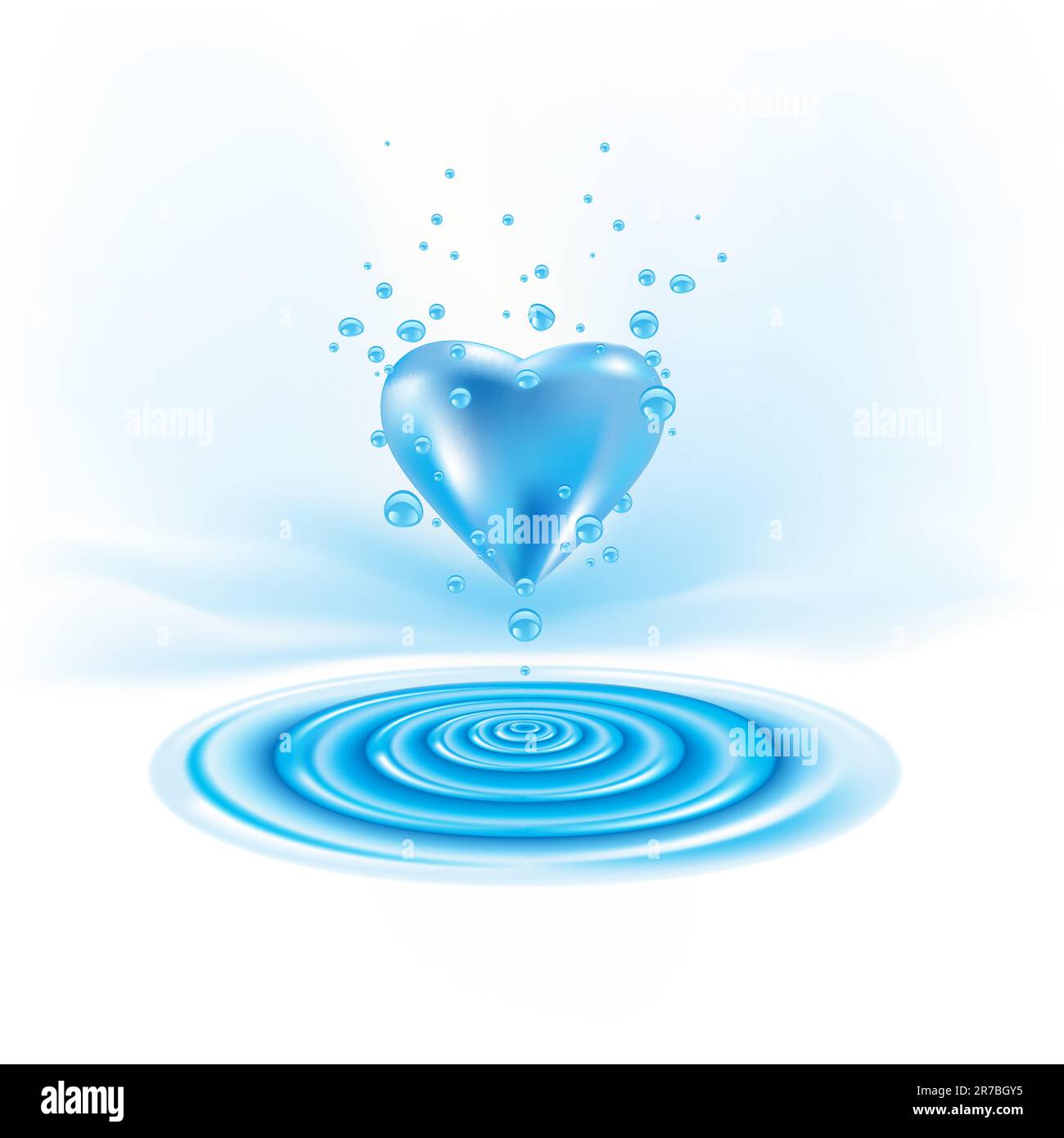 Les vagues de l'eau avec coeur drop. Illustration on white Illustration de Vecteur