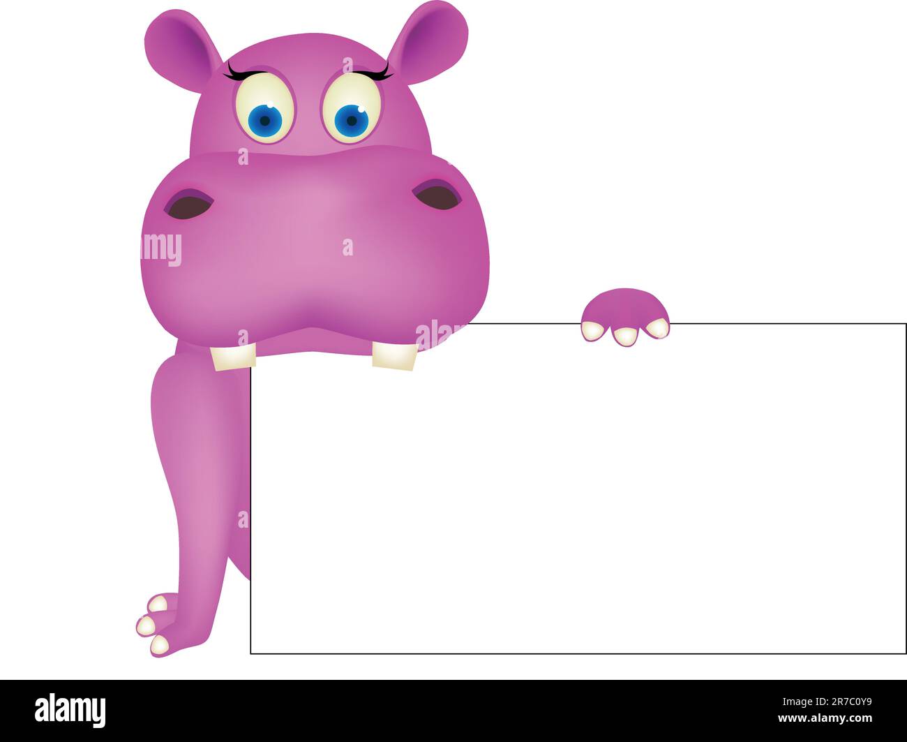 Mignonne hippopotame et affiche vierge Illustration de Vecteur